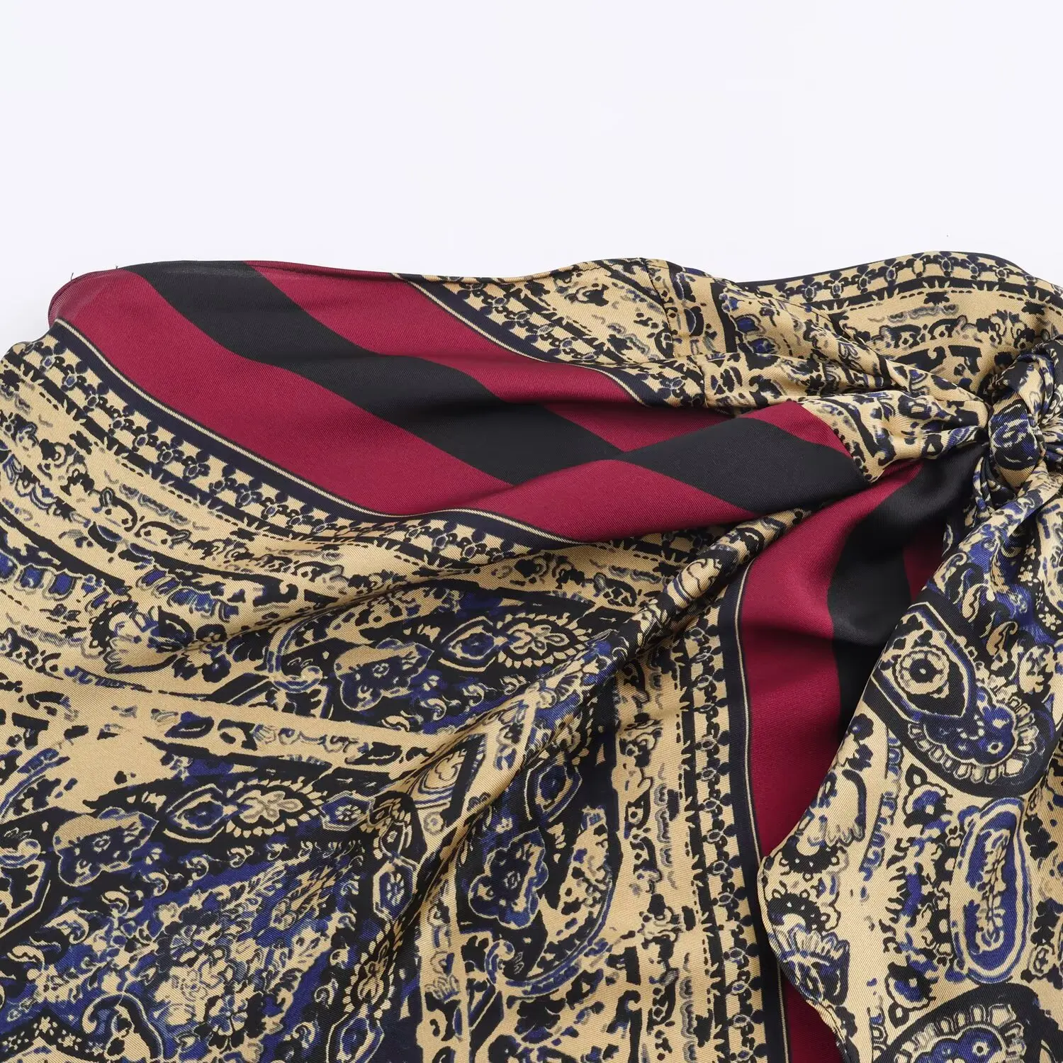 Gonne da festa con fasciatura con stampa vintage Gonne longuette divise eleganti da donna 2025 Gonne avvolte con paisley in stile vacanza con temperamento autunnale 3