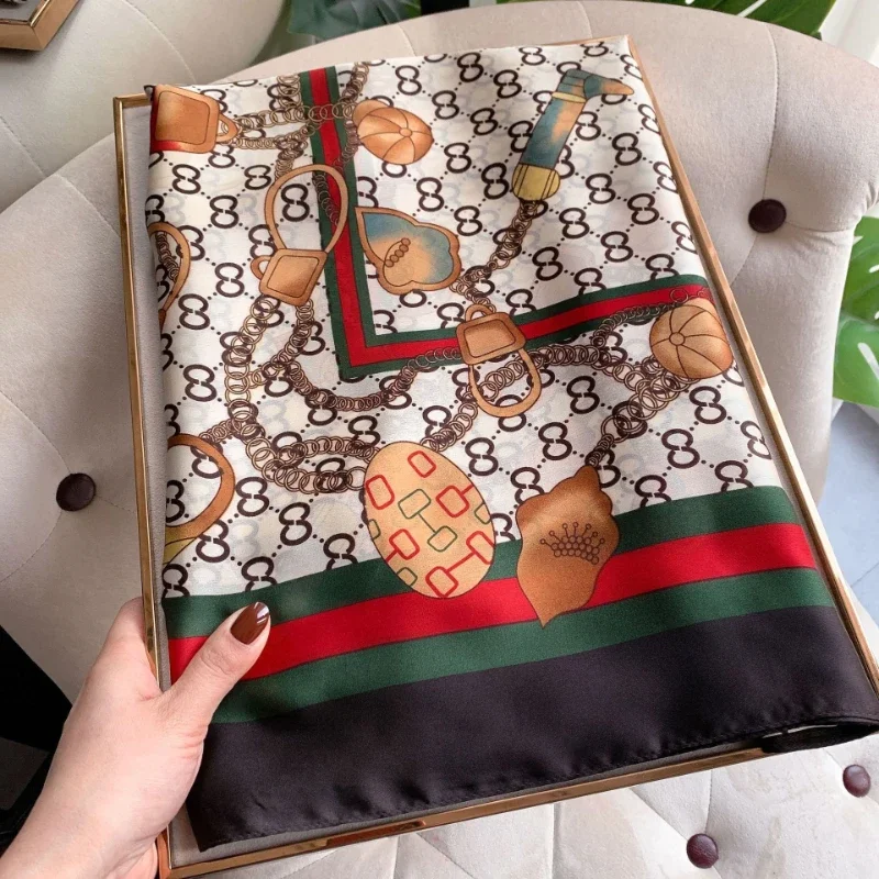 90 × 180 cm Estate Nuova Moda Simulazione Sciarpa di Seta Versatile Sottile Sciarpe di Seta di Gelso Scialle da Donna di Grande Nome Protezione Solare 6