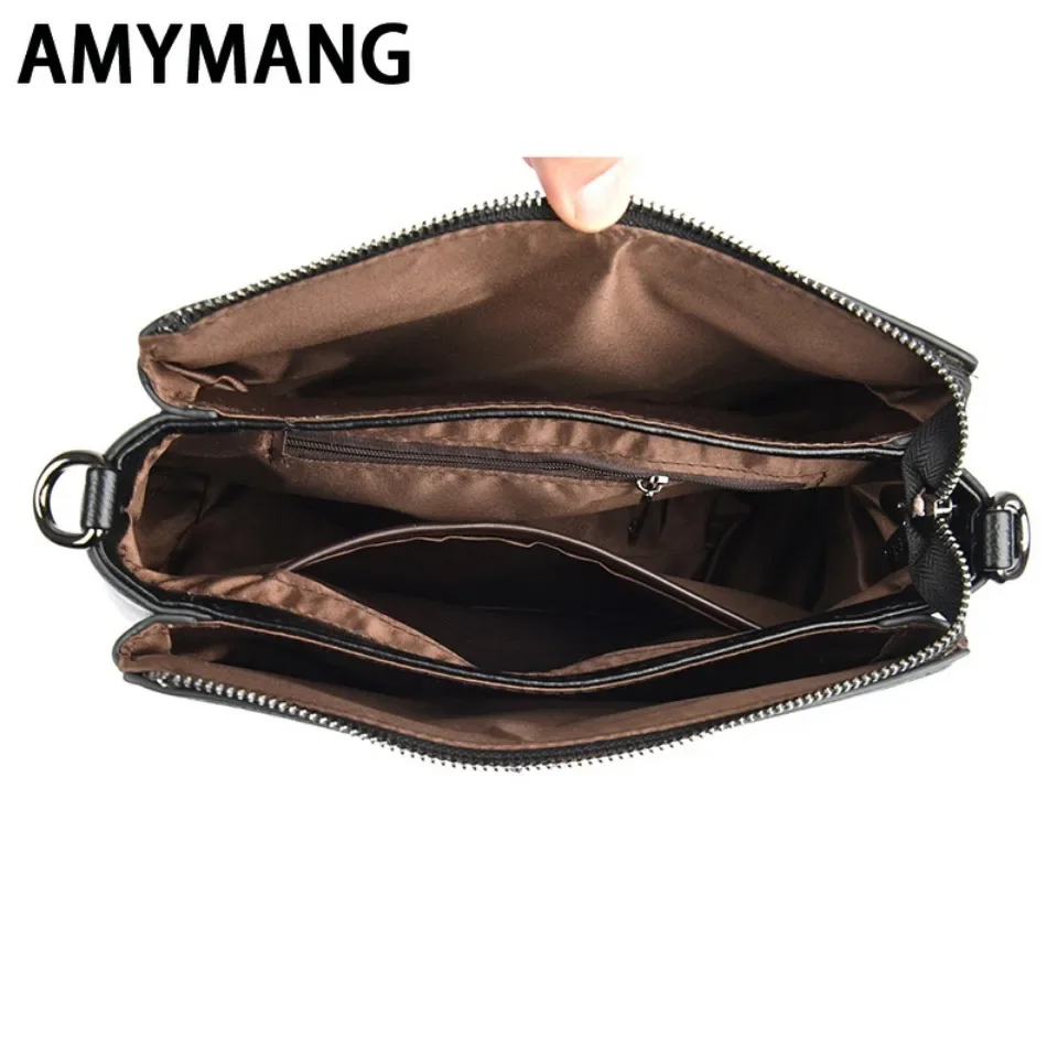 Versatile borsa a tracolla in PU per donna Elegante design di marca di alta qualità con cerniera modello tinta unita Borsa a tracolla casual per uso quotidiano 6