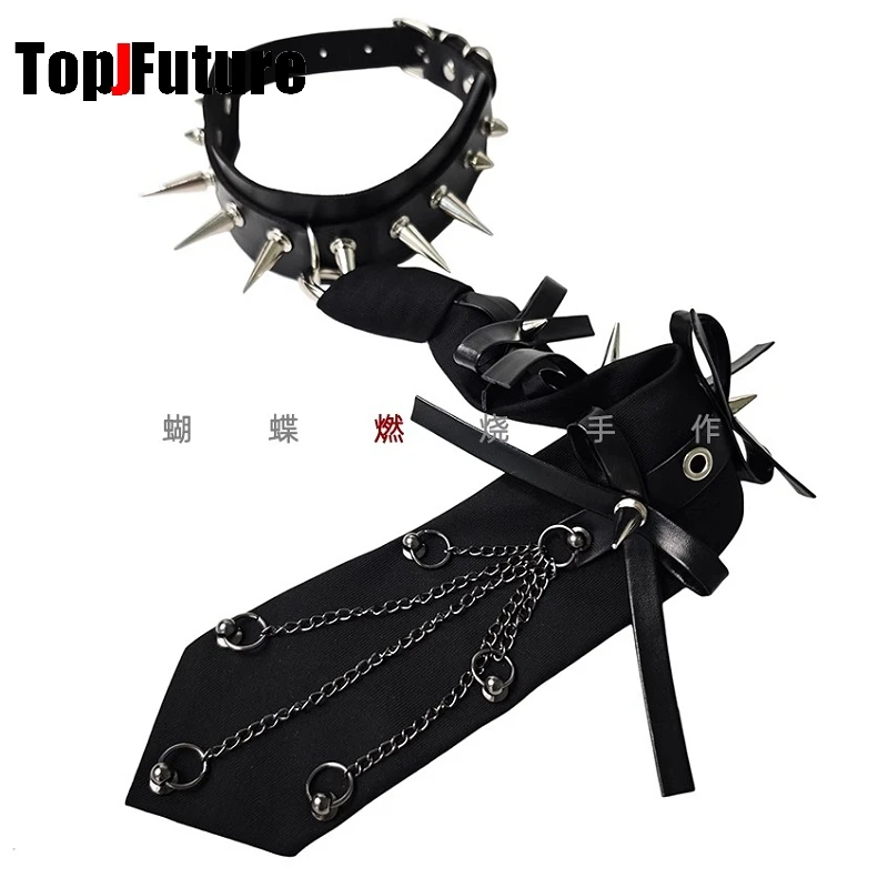 Donna Uomo Unsex Steampunk Y2K Ragazza Gotica Lolita Pigro Versatile Bello SpikeTrendy Spike JK papillon Rivetto Cravatte Pre-legato Girocollo 2
