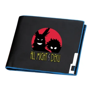 Portafoglio da donna sottile nero My Hero Academia All Might Cartoon Pu Borse corte in pelle Porta carte d'identità Anime Midoriya Izuku Carteira 1