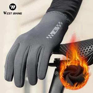 Guanti WEST BIKING Guanti da ciclismo caldi invernali Foderati in pile Touch screen antivento Dita intere Guanti da sci per moto sportivi da bici 1