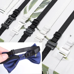 Commercio all'ingrosso 100 PZ FAI DA TE Papillon Accessori Per Il Bambino Adulto Uomini Donne Matrimonio Regolazione Bowtie Fascia Elastica Corda Cinghia Max 50 cm 1