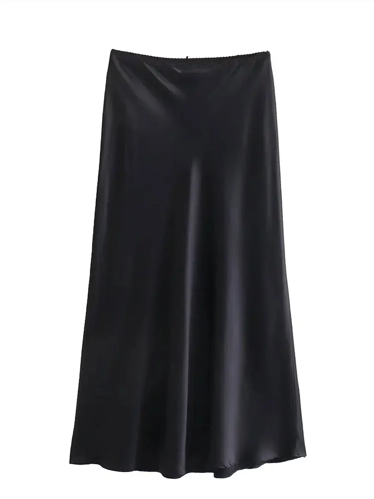 Mooyufon Moda Donna 2024 Primavera Nuova Trama di Raso Decorazione Dell'arco Vintage Chic Femminile A Vita Alta H Linea Gonne Lunghe Mujer 3