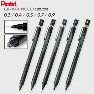 Giappone Pentel GRAPH 1000 Per PRO Matita Meccanica Clip di Metallo 0.3/0.5/0.7/0.9mm Centro di gravità Basso Disegno lapicero Art Suppli 1