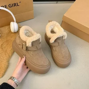 Stivali corti da neve con suola spessa Velluto invernale per bambini addensato caldo 2025 nuove scarpe da neve in cotone Birkenstocks 1