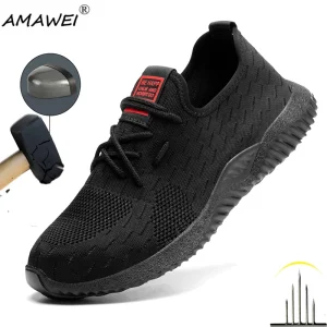 Scarpe antinfortunistiche da uomo Scarpe da lavoro con punta in acciaio Scarpe protettive indistruttibili da uomo Scarpe antiscivolo traspiranti in mesh antiforatura 1