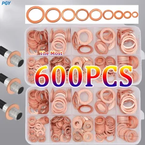 600/400/100PCS Rondelle di Rame Assortimento Kit Guarnizioni Tappo di Scarico Olio Set Anelli di Tenuta Ad Alta Temperatura Per Moto Automotive 1