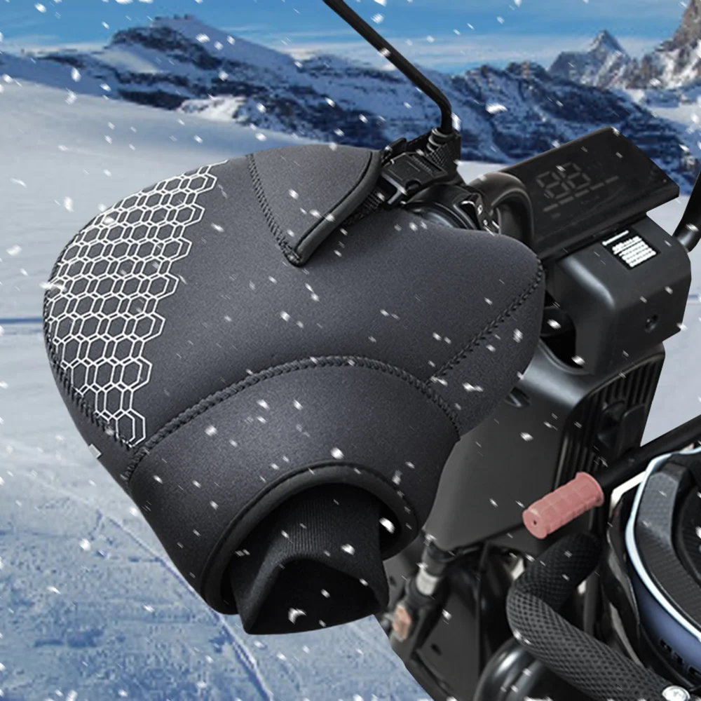 Guanti da moto invernali universali Manicotti per manubrio Striscia riflettente Guanti caldi per copertura manubrio per moto Scooter Equitazione 5