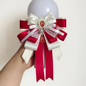 Nastro di pizzo di cristallo papillon moda gioielli fatti a mano regalo donna Lolita vestito camicia accessori concerto Carat bastone lampada a mano arco 1