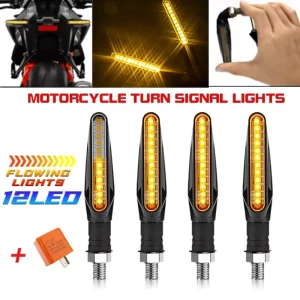 Indicatori di direzione per moto a LED universali 12V Luce ambra con flusso dinamico Indicatore DRL Lampada lampeggiante posteriore per motocicli 1