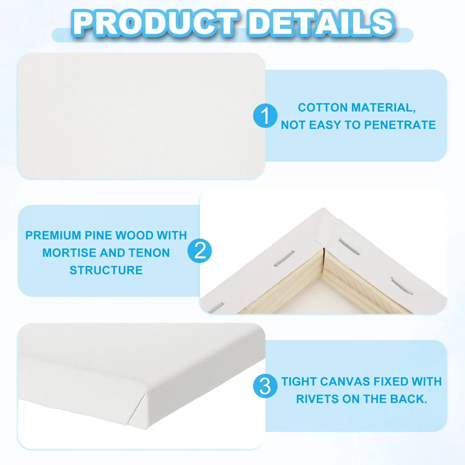 6-40 pezzi bianco quadrato vuoto artista tela bordo di legno di pino cornice cotone artista tela per pittura a olio acrilico acquerello 4