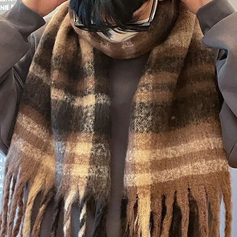 Sciarpa 1PC Cambio graduale Colore abbinato Sciarpa calda ispessita invernale Scialle in cashmere imitazione 2