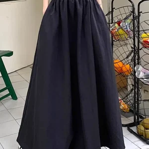 ZANZEA donna ombrello gonna lunga Streetwear elastico in vita Jupes 2024 estate tasca Oversize Falda Casual allentato Maxi gonne solide 1