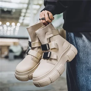 Stivaletti con plateau da uomo Stivali con calzino alla moda Sneakers Stivali da moto di alta qualità di marca Scarpe slip-on casual da esterno 39-44 1