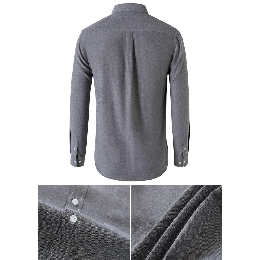 Camicie Oxford da uomo Primavera Autunno Camicia formale a maniche lunghe da uomo in stile giapponese Camicie casual da uomo Tinta unita 4