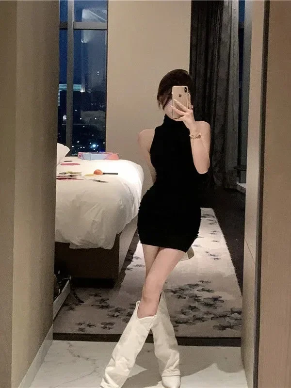 Abito senza maniche a collo alto da ragazza piccante Vendita calda estiva da donna della stagione Nuovo desiderio puro Abbigliamento interno Slim Fit Avvolgente sexy 5