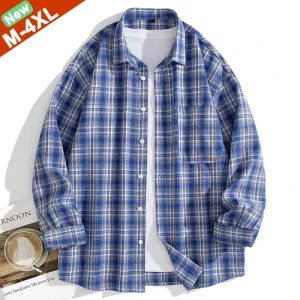 Camicie a quadri Camicie da uomo Camicie a maniche lunghe autunnali maschili Abbigliamento invernale Gioventù Buona qualità Giappone Corea Giacca moda Capispalla 1