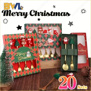 20 set set di cucchiai di Natale carino regalo di Natale posate due set padre bambola di Natale cucchiaio da dessert set di posate di Natale 1