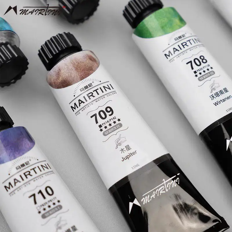 MAIRTINI 12 colori 5/15ml Artista che segui il tubo di pittura ad acquerello Colore ad acqua professionale per la pittura di materiali artistici 5
