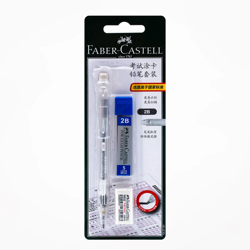 FABER CASTELL Piombo Piatto 1.8mm Per Esame Matita Meccanica 2B Set Con Ricariche, Gomma Bozza Disegno Arte Schizzi Calligrafia 4