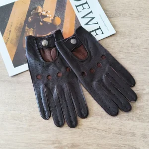 Guanti da uomo in pelle di cervo sottili guanti in pelle da guida per protezione solare da esterno senza finine 1