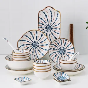 Set di piatti Piatti Stoviglie Piatti per servire il tavolo da pranzo Stoviglie complete di piatti Pezzi [ Oggetto] Cibo Ceramica 1