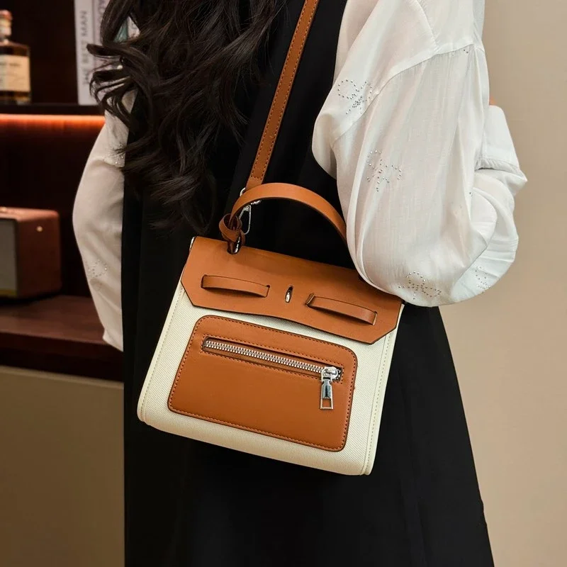 2025Elegante borsa a tracolla in pelle da donna - Stile parigino vintage con design moderno e hardware dorato 2