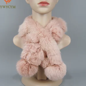 2025 nuove donne inverno caldo vera pelliccia di coniglio sciarpa con palla casual spessa moda femminile sciarpe di pelliccia genuina signore scaldacollo 1