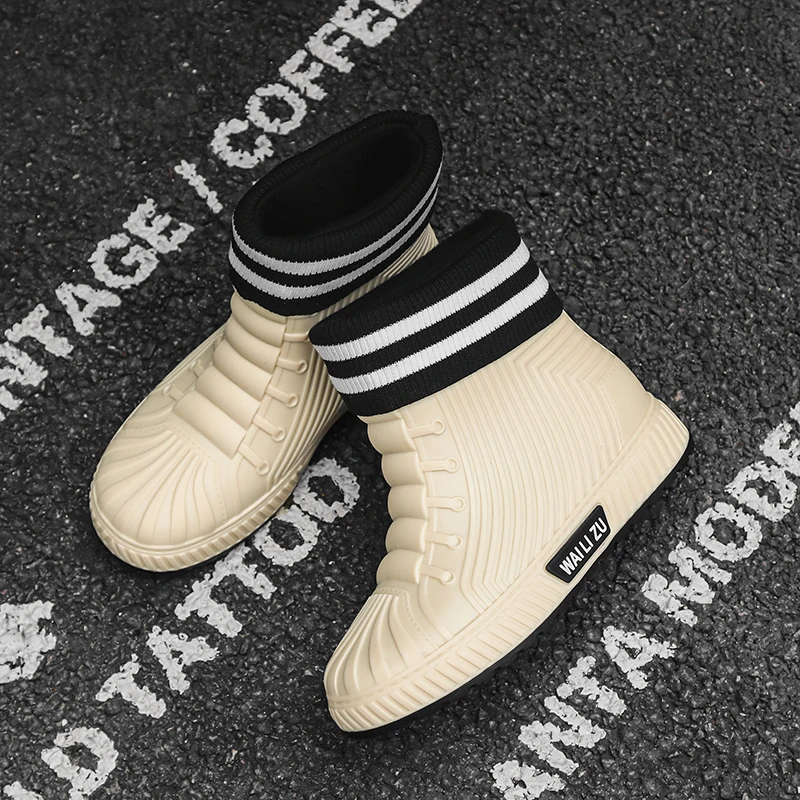 Scarpe impermeabili versatili casual a canna corta Uomo Donna Foderate con pile Calore antiscivolo Stivali da pioggia all'aperto resistenti all'usura 5