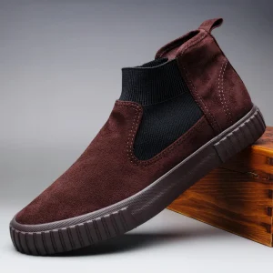 Scarpe da uomo in pelle scamosciata scarpe da uomo Casual moda primavera stivaletti Chelsea alla caviglia scarpe da uomo in pelle scamosciata Slip On moto uomo Boot SS9866 1