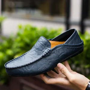 Mocassini da uomo moda estiva Scarpe da uomo di marca di lusso casual italiane Mocassini in vera pelle Scarpe da barca slip on leggere e traspiranti 1