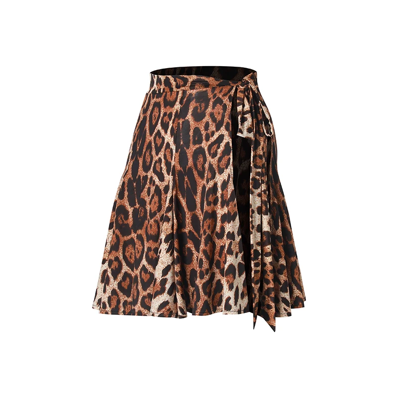 Bambino Vestito da ballo latino Vestiti per ragazze Body con lacci Sciarpa sui fianchi Gonna leopardata Set Cha Cha Rumba Samba Costume da allenamento per la danza 6