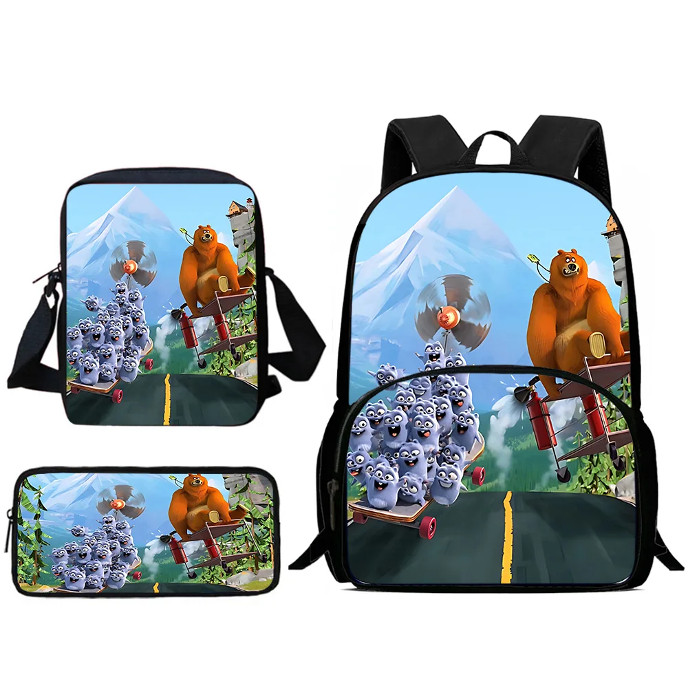 Zaini per bambini Anime Grizzy e The Lemmings Borsa a tracolla Astuccio per matite Borse da scuola di grande capacità per ragazzi e ragazze Miglior regalo 2