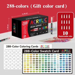 288 colori Pennarelli artistici Serie di colori grandi Pennarelli acrilici per pittura Disegno CD fai da te Pietra uovo per studenti Principianti Cancelleria 1