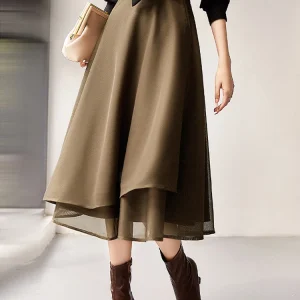 OUMENGKA Donna Chic Corea Moda Primavera Estate One Pieces Wrap Gonne Vita regolabile Donna A Line Gonne lunghe al ginocchio Mujer 1