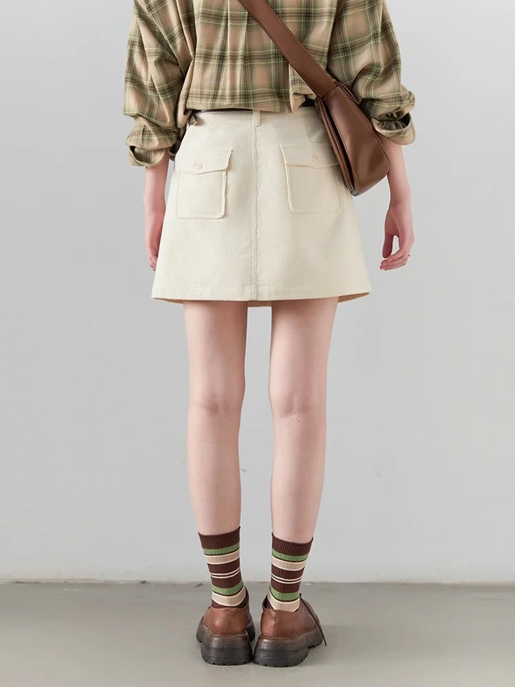 CHIC VEN Gonne da donna Casual A Line Nuova mezza gonna retrò in velluto a coste a vita alta Gonna da donna da ufficio a righe primavera autunno 2025 6