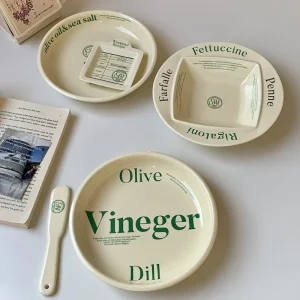 Set di cibo inglese occidentale Piatto da colazione Tazza da zuppa vintage francese Tazza da caffè Stoviglie stile crema Ciotola in ceramica gialla 1