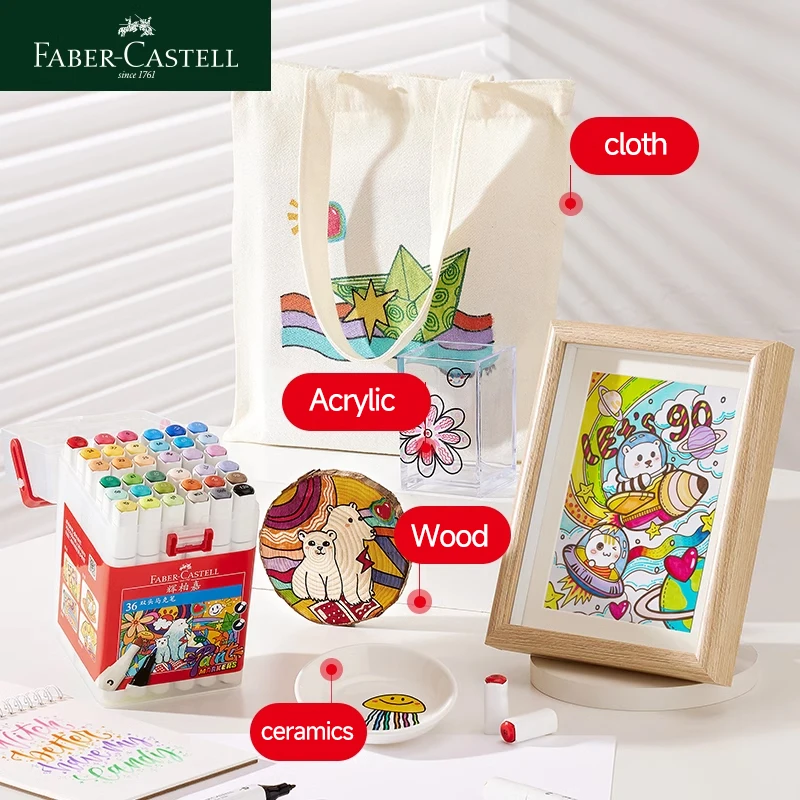 Faber-Castell pennarello oleoso a doppia estremità facile da colorare ceramica dipinta a mano impermeabile fai da te/Graffiti 36/48 colori in scatola 1