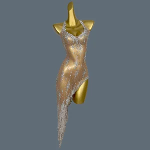 Nightclub Singer Stage Performance Costume Party Birthday Outfit Sparkly strass Dress abito asimmetrico senza maniche Xinghe 1