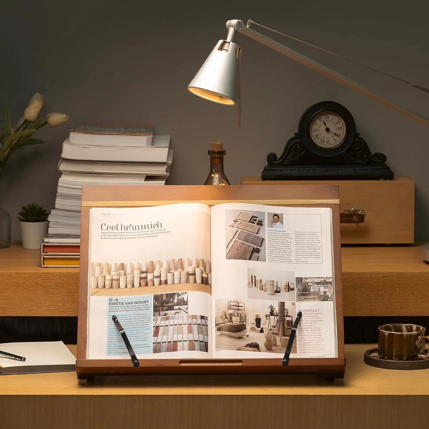 Cavalletto da tavolo A3 con clip per pagine, tavola da disegno versatile 2 in 1 e supporto per libri, regolabile in 7 posizioni, pieghevole, ideale per pittura, lettura o ricettari 3