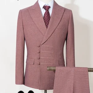 ST Cassy Abito da uomo elegante per matrimonio pesca Slim Fit doppio petto Bottoni multipli Set completo da uomo d'affari casual da 2 pezzi 1