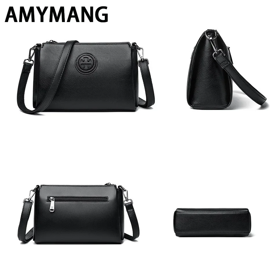 Versatile borsa a tracolla in PU per donna Elegante design di marca di alta qualità con cerniera modello tinta unita Borsa a tracolla casual per uso quotidiano 5