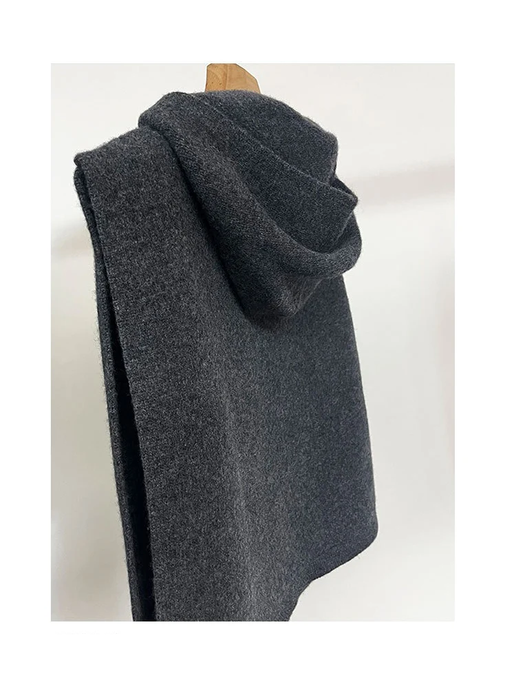 Sciarpa scaldacollo con cappuccio in lana marina Scialle con cappuccio a collo alto con snood lavorato a maglia da donna 6