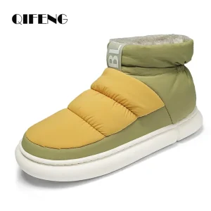 Stivali da neve soffici caldi di grandi dimensioni invernali Uomo Donna Moda Pelliccia piatta impermeabile Casa pelosa Scarpe di cotone Pantofola da interno da uomo 1