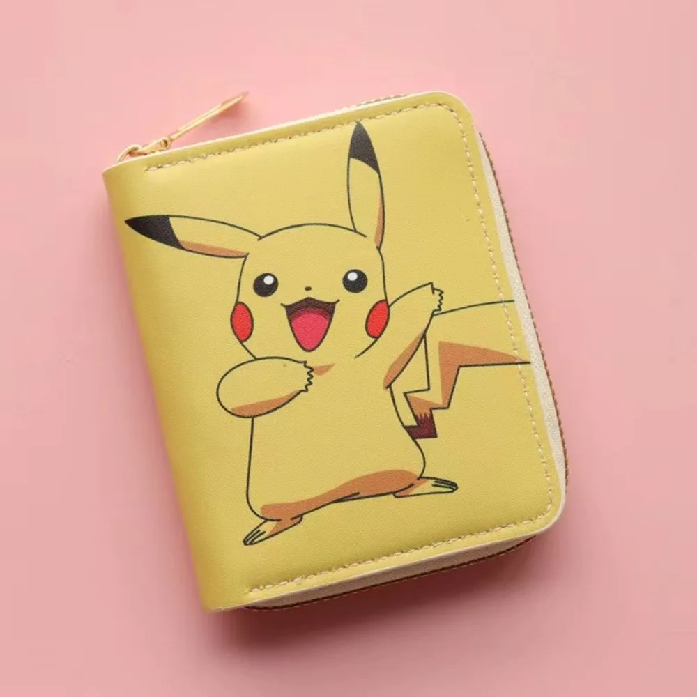 NUOVO portafoglio Pokemon portamonete carino cartone animato giapponese intorno ai portafogli Pikachu portafoglio in pelle moda con cerniera regalo di compleanno per bambini 4