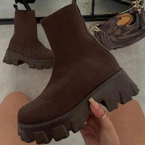 Stivali invernali da donna Stivali con tacco Donna Eleganti scarpe primavera inverno per donna Stivali con plateau Scarpe con tacco alla caviglia Botas Mujer Trend 1