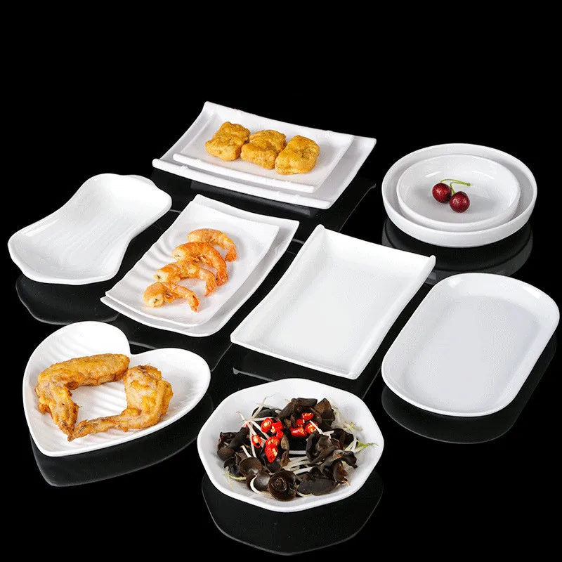 Piatti creativi in melamina bianca Vassoi per pasti dell'hotel Snack Barbecue Piatti da portata per frutta Piatto base per la cena per la decorazione della tavola 3