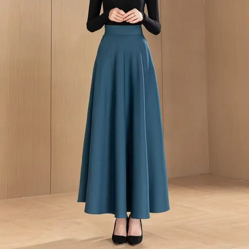 Gonna premaman casual alla moda Primavera Autunno Gonna longuette con design tascabile in puro colore Elegante fibra di poliestere stile mamma 3