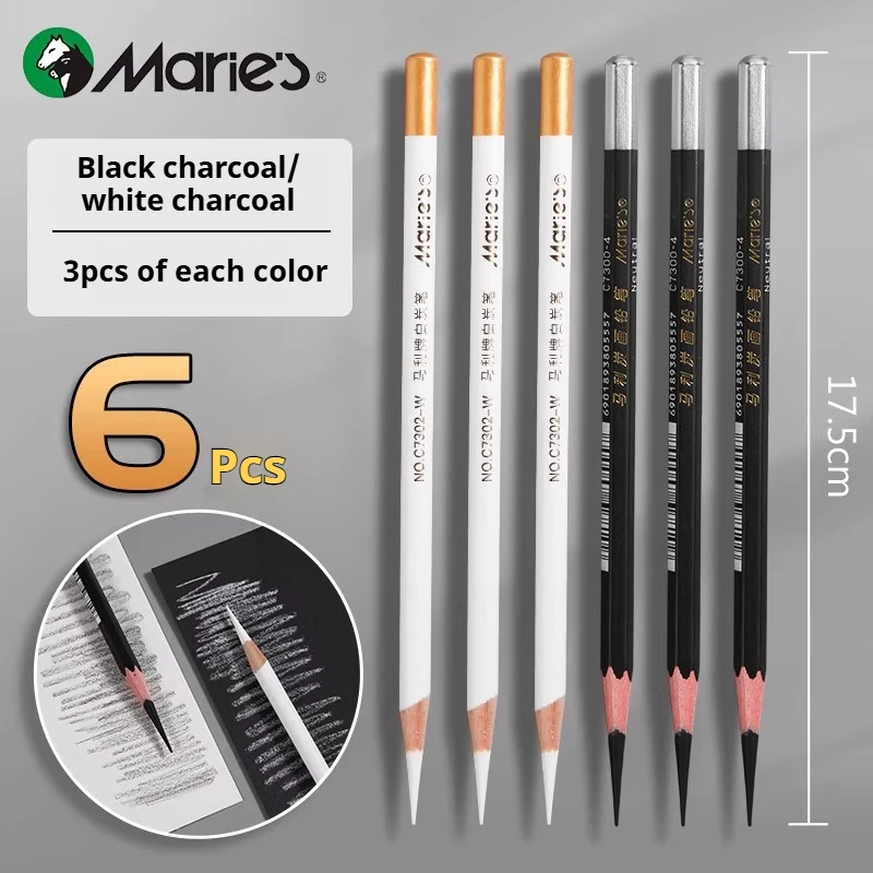 Set di matite a carboncino bianco 3/6/12 pezzi Matite per evidenziare schizzi per disegnare schizzi ombreggiatura miscelazione Forniture per artisti principianti 1